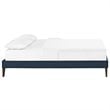 Maklaine Fabric Full Bed Frame with Squared Tapered Legs in Azure