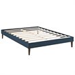 Maklaine Fabric Full Bed Frame with Squared Tapered Legs in Azure
