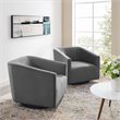 Maklaine Performance Velvet Tufted Swivel Arm in Gray (Set of 2)