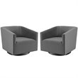 Maklaine Performance Velvet Tufted Swivel Arm in Gray (Set of 2)