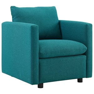 Maklaine Contemporary Polyester Fabric Accent Armchair in Teal