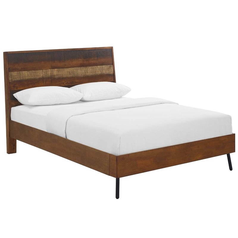 Maklaine Modern / Contemporary Queen MDF Wood Bed in Walnut Finish
