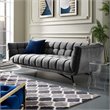 Maklaine Contemporary Performance Velvet Tufted Sofa in Gray and Black