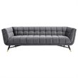 Maklaine Contemporary Performance Velvet Tufted Sofa in Gray and Black