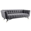 Maklaine Contemporary Performance Velvet Tufted Sofa in Gray and Black