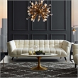 Maklaine Contemporary Performance Velvet Tufted Sofa in Ivory and Black
