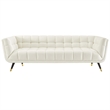 Maklaine Contemporary Performance Velvet Tufted Sofa in Ivory and Black