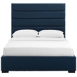 Maklaine Contemporary Polyester Fabric Upholstered King Platform Bed in Blue