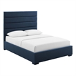 Maklaine Contemporary Polyester Fabric Upholstered King Platform Bed in Blue