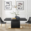 Maklaine Contemporary Expandable Wood Dining Table in Black/Gold