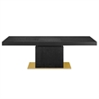 Maklaine Contemporary Expandable Wood Dining Table in Black/Gold