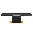 Maklaine Contemporary Expandable Wood Dining Table in Black/Gold