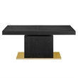 Maklaine Contemporary Expandable Wood Dining Table in Black/Gold