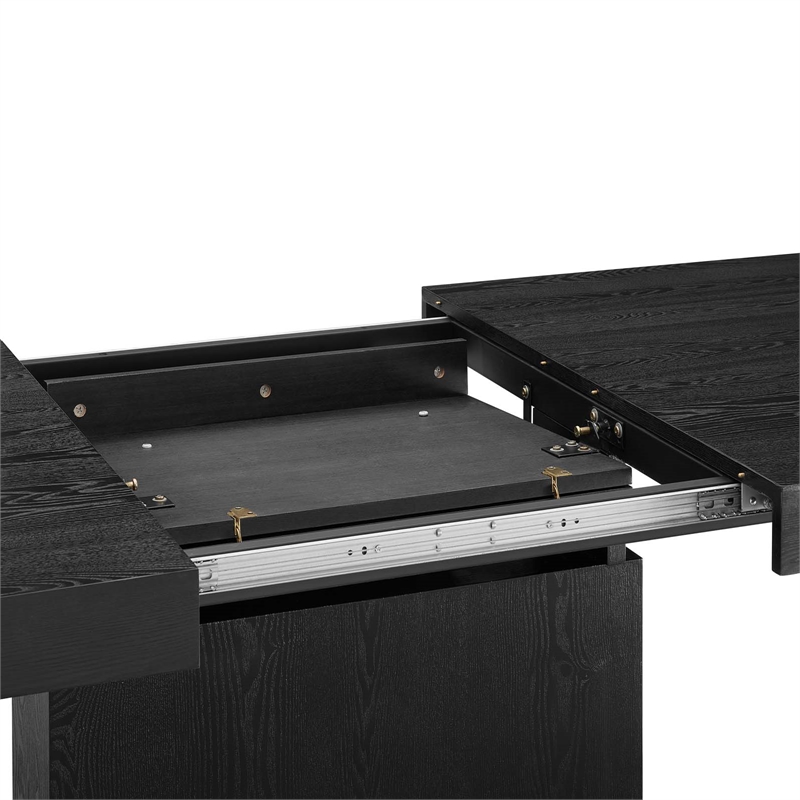 Maklaine Contemporary Expandable Wood Dining Table in Black/Gold