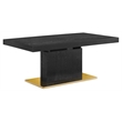 Maklaine Contemporary Expandable Wood Dining Table in Black/Gold