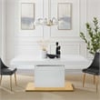 Maklaine Contemporary Expandable Wood Dining Table in White/Gold