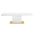 Maklaine Contemporary Expandable Wood Dining Table in White/Gold