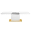 Maklaine Contemporary Expandable Wood Dining Table in White/Gold