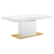 Maklaine Contemporary Expandable Wood Dining Table in White/Gold