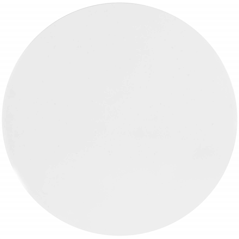 Maklaine Round MDF Wood Steel and Birchwood Dining Table in White