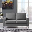Maklaine Modern Steel & Fabric Upholstered Sofa in Gray/Silver