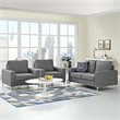 Maklaine Modern Steel & Fabric Upholstered Sofa in Gray/Silver