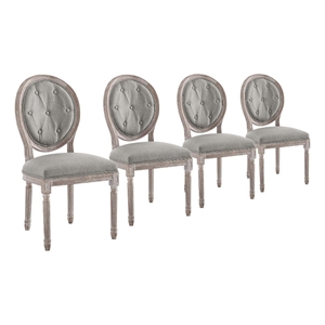 Maklaine 19.5&quot Polyester Fabric Dining Side Chair in Light Gray (Set of 4)