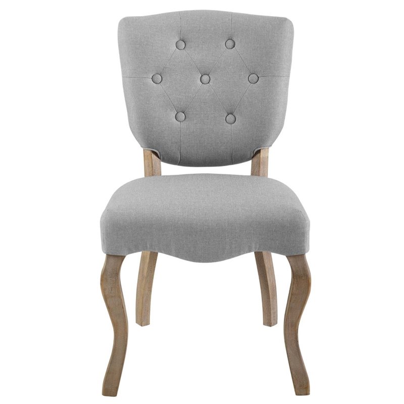 Maklaine Traditional Dining Side Chair in Light Gray (Set of 4)