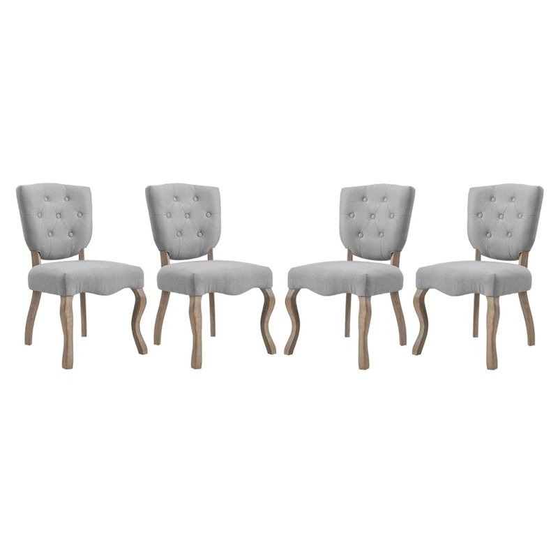Maklaine Traditional Dining Side Chair in Light Gray (Set of 4)