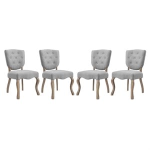 Maklaine Traditional Dining Side Chair in Light Gray (Set of 4)