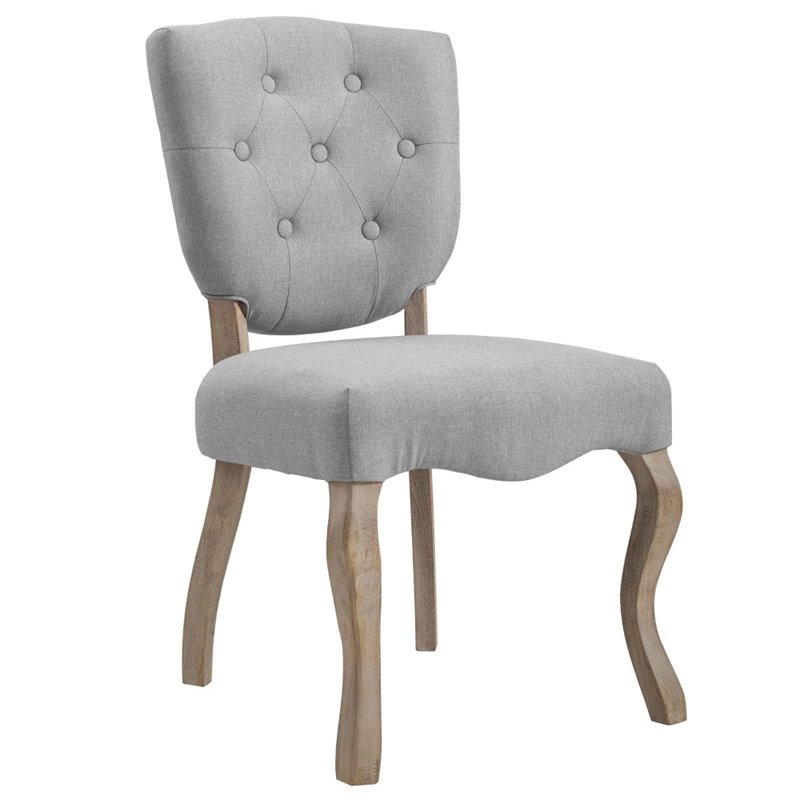 Maklaine Traditional Dining Side Chair in Light Gray (Set of 2)