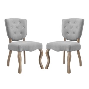 Maklaine Traditional Dining Side Chair in Light Gray (Set of 2)