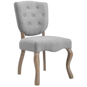 Maklaine Transitional Tufted Dining Side Chair in Light Gray