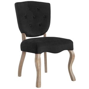 Maklaine 20&quot Tufted Performance Velvet Dining Side Chair in Black