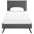 Maklaine Upholstered Twin Platform Bed Frame in Gray With Splayed Legs