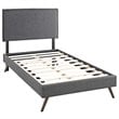 Maklaine Upholstered Twin Platform Bed Frame in Gray With Splayed Legs