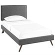 Maklaine Upholstered Twin Platform Bed Frame in Gray With Splayed Legs