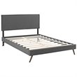 Maklaine Upholstered Queen Platform Bed Frame in Gray With Splayed Legs