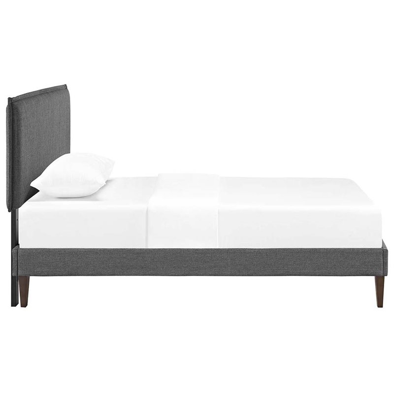 Maklaine Twin Fabric Platform Bed with Squared Tapered Legs in Gray