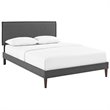 Maklaine Full Fabric Platform Bed with Squared Tapered Legs in Gray