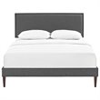 Maklaine Upholstered Queen Platform Bed Frame in Gray With Tapered Legs