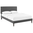 Maklaine Upholstered Queen Platform Bed Frame in Gray With Tapered Legs