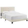 Maklaine Full Modern Upholstered Polyester Fabric Bed in Beige