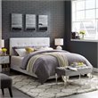 Maklaine Queen Modern Upholstered Polyester Fabric Bed in White