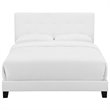 Maklaine Queen Modern Upholstered Polyester Fabric Bed in White