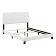Maklaine Queen Modern Upholstered Polyester Fabric Bed in White