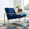 Maklaine Contemporary Tufted Performance Velvet Armchair in Navy & Gold
