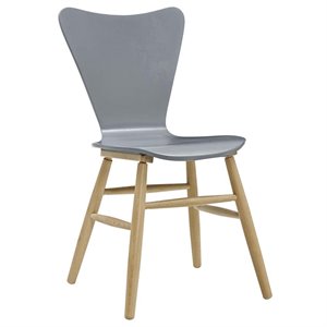 Maklaine Contemporary 17.5&quot Bentwood Dining Chair in Gray Finish