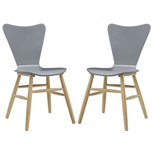 Maklaine Contemporary 17.5&quot Wood Dining Chair in Gray (Set of 2)