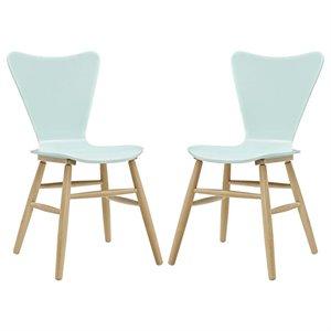 Maklaine 17.5&quot Modern Wood Dining Chair in Light Blue (Set of 2)